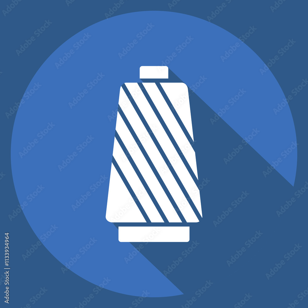Fototapete icon thread. related to fabric symbol. long shadow style. simple design editable