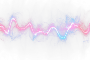 Abstract pink and blue energy waves on Transparent background.