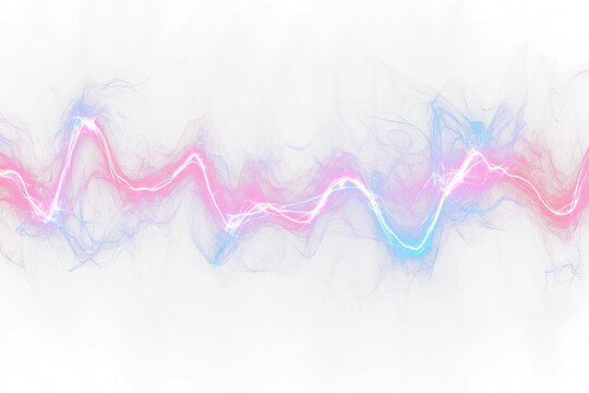 Abstract pink and blue energy waves on Transparent background.
