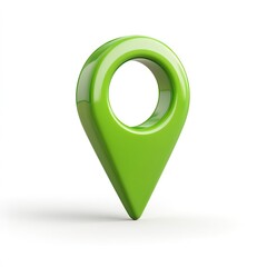 A green pin marker is placed on a white background