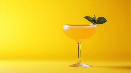 First-class cocktail isolated on a yellow background