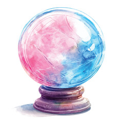 watercolor of beautiful crystal ball cartoon