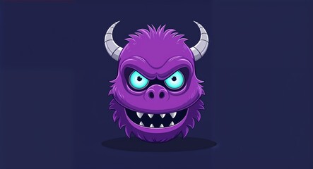 Purple monster with glowing eyes in plain navy background