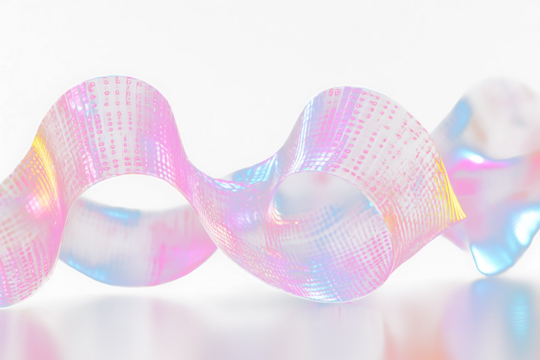 Abstract glowing ribbon swirling in Transparent background.