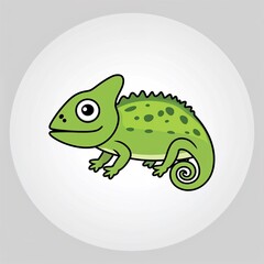 Obraz premium A chameleon cartoon illustration on plain white background