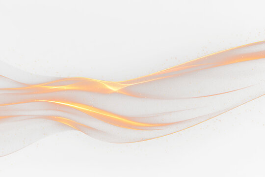 Abstract golden wave with particles on Transparent background.