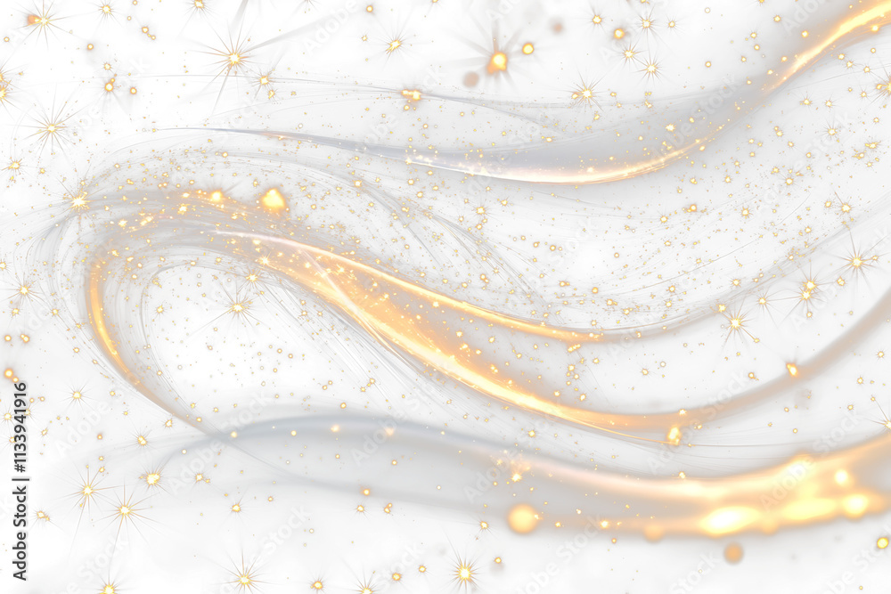 Aufkleber abstract golden light trails and sparkles on transparent background.