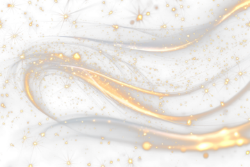 Abstract golden light trails and sparkles on Transparent background.