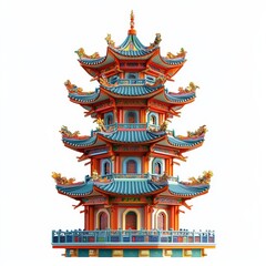 Fototapeta premium A colorful pagoda with ornate details