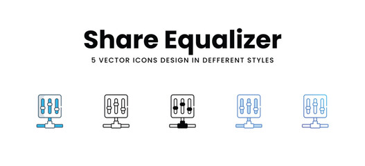 Share Equalizer icons set in different style vector stock illustration