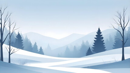 Fototapeta premium Subtle backdrop with winter landscape