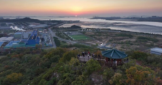 시흥시 옥구산과 옥구공원의 석양
