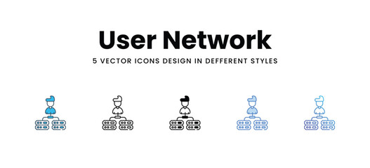 User Network icons set in different style vector stock illustration