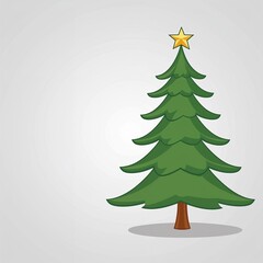 Obraz premium A fir tree cartoon illustration on plain white background