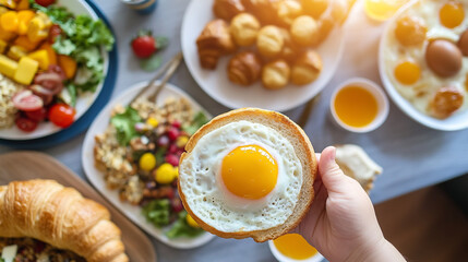 Celebrate Valentine's Day with a colorful breakfast spread featuring eggs and fresh ingredients