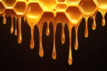 golden honey dripping from honeycomb