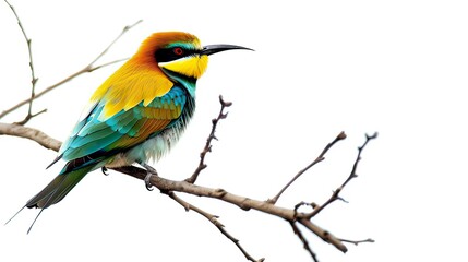 Fototapeta premium A bird perched on a branch in isolation.