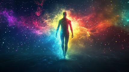 Fototapeta premium Generative AI of Radiant Human Anatomy in Dynamic Colors, Ideal for Medical Visualization, Educational Science Content, and Futuristic Healthcare Displays