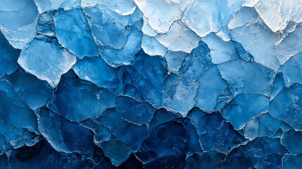 Abstract cracked ice texture with intricate blue crystalline patterns, cool background header or website banner for winter themes