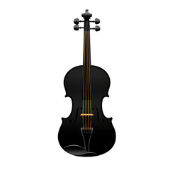 Fototapeta premium Black violin with golden strings and elegant design on transparency background