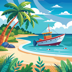 Obraz premium tropical island with boat
