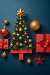 christmas tree and gift boxes