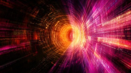 Fototapeta premium Abstract Digital Tunnel Of Light And Data Streams