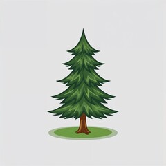 Fototapeta premium A pine tree cartoon illustration on plain white background