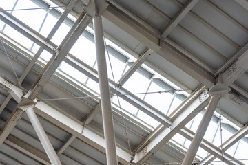 Ceiling with hanging lamps in a Train Station in Jakarta, Indonesia.
