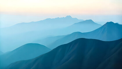 Drone View of Foggy Mountains with Peaks Visible