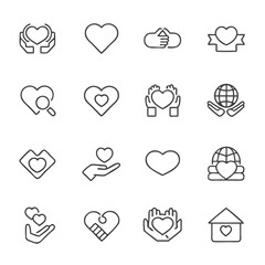 Minimalist Black Love and Care Vector Icons Perfect for Design Projects 