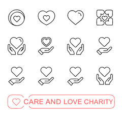 Minimalist Black Love and Care Vector Icons Perfect for Design Projects 