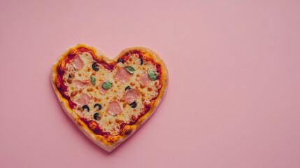 Heart-shaped pizza celebrates Valentine's Day with love and tasty flavors