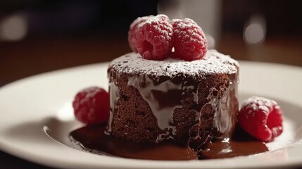 Decadent Chocolate Cake with Fresh Raspberries