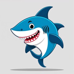 A shark stuffed toy cartoon illustration on plain white background