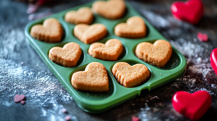 Heart-shaped cookies ready for Valentine's Day celebration with lovely decorations