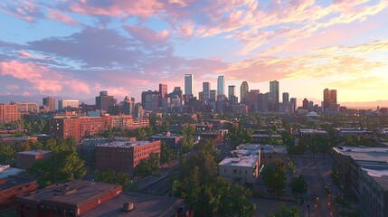 Naklejka premium Denver Skyline Panorama - High Resolution