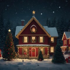 Fototapeta premium Christmas house in the snow
