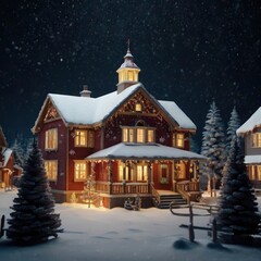 Fototapeta premium Christmas house in the night