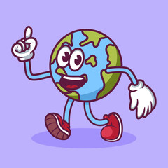 Earth cartoon mascot hand drawn illustration