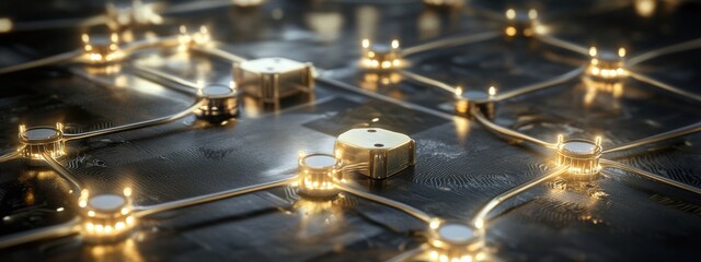 Abstract Technology Background Featuring Glowing Microchips and Circuit Patterns, Symbolizing Advanced Digital Connectivity and Innovation in Modern Electronics