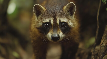 Naklejka premium Curious Coati Walking in Costa Rica's Lush Jungle