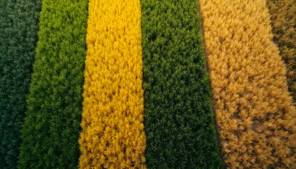 Top-Down View of Colorful Agricultural Fields