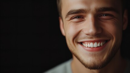 Obraz premium Close Up Portrait of a Handsome Young Man Laughing