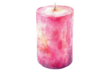 Pink Candle Burns Brightly Isolated on PNG Transparent Background