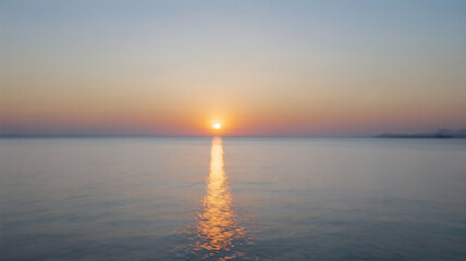 Beautiful skyline panorama with reflection in pastel sunrise colors. Calmness, tranquil cozy sunlight. Inspire meditation vacation.