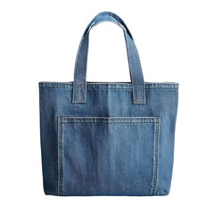 Naklejka premium A denim tote bag with two handles and a front pocket, suitable for casual use.