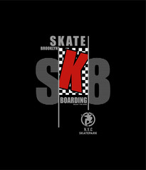 Skateboarding, Brooklyn, freestyle action, typography graphic design, for t-shirt prints, vector illustration