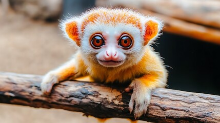 Fototapeta premium Adorable Baby Monkey with Bright Eyes in a Natural Setting
