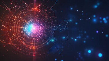 Obraz premium Abstract Zodiac Wheel Cosmic Network Design